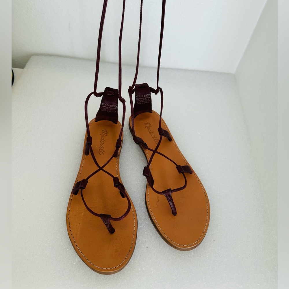 Madewell The Boardwalk Lace Up Sandal Brown Leather Gladiator Women's Size 6